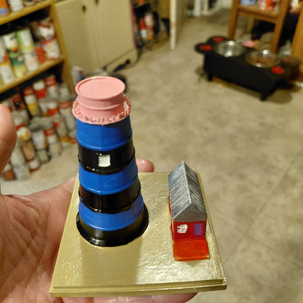 Colorful Lighthouse and House Decor Piece
